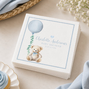 Serviette En Papier Serviettes Ourson Bleu à peine attendre Baby Showe