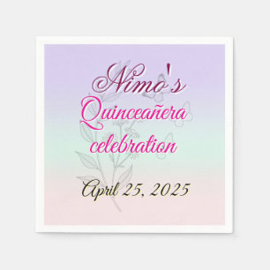 Serviette En Papier Serviettes Pastel Botanique Quinceañera