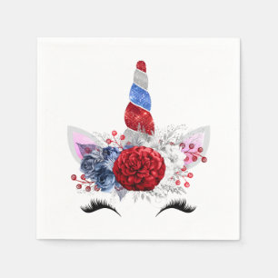 Serviette En Papier Serviettes patriotiques de licorne