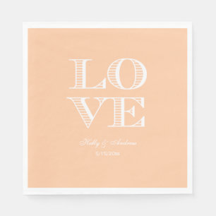 Serviette En Papier Serviettes Pêche, LOVE Blanc