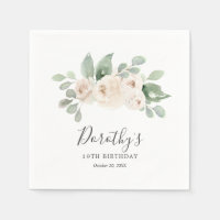 Serviettes Personnalisées 19ème Anniversaire Rose