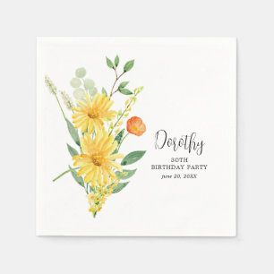 Serviette En Papier Serviettes personnalisées 30e anniversaire Jaune F