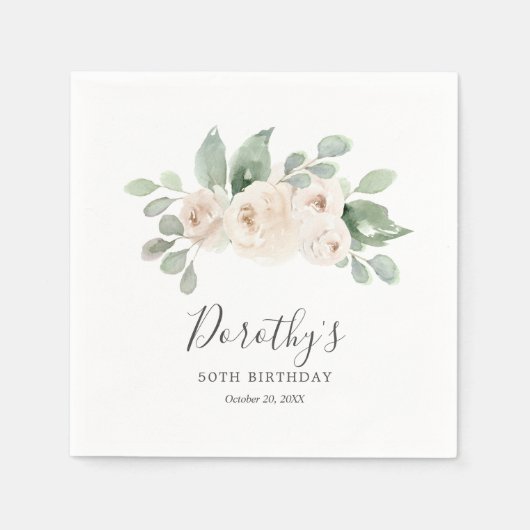 Serviette En Papier Serviettes personnalisées 50e anniversaire Rose bl (Devant)