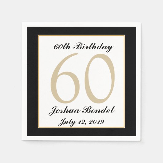 Serviette En Papier Serviettes personnalisées 60e anniversaire (Devant)