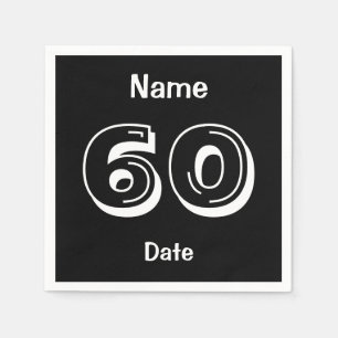 Serviette En Papier Serviettes personnalisées 60e anniversaire Black P