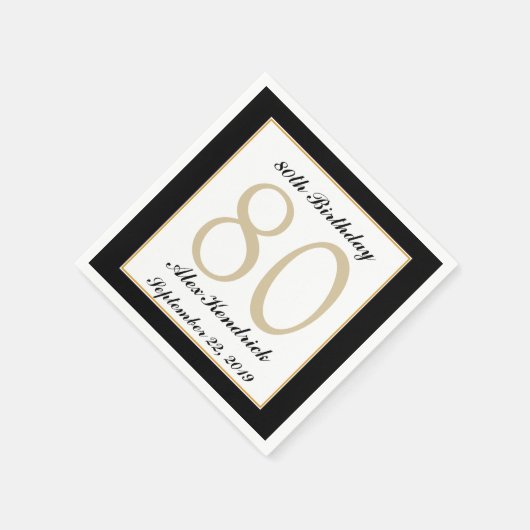 Serviette En Papier Serviettes personnalisées 80e anniversaire (Coin)
