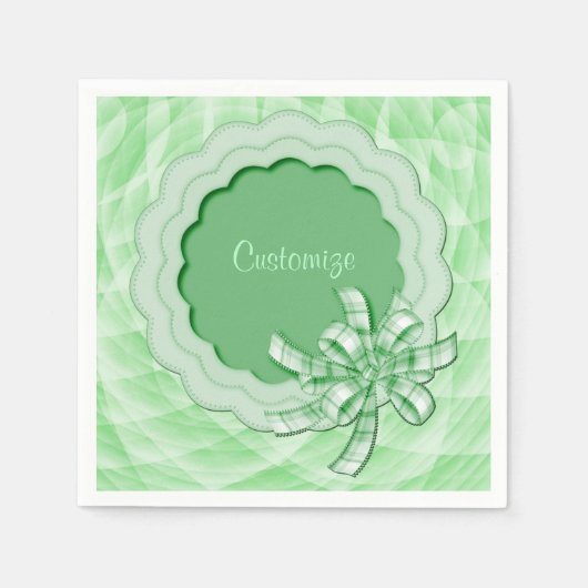 Serviette En Papier Serviettes personnalisées à cadre de paille vert (Devant)