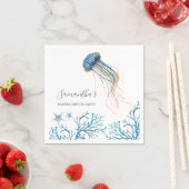 Serviette En Papier Serviettes personnalisées avec méduses à l'aquarel (En situation)