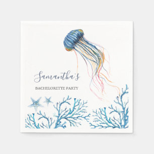 Serviette En Papier Serviettes personnalisées avec méduses à l'aquarel