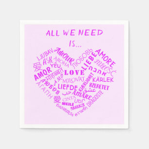 Serviette En Papier Serviettes personnalisées avec texte LOVE en forme