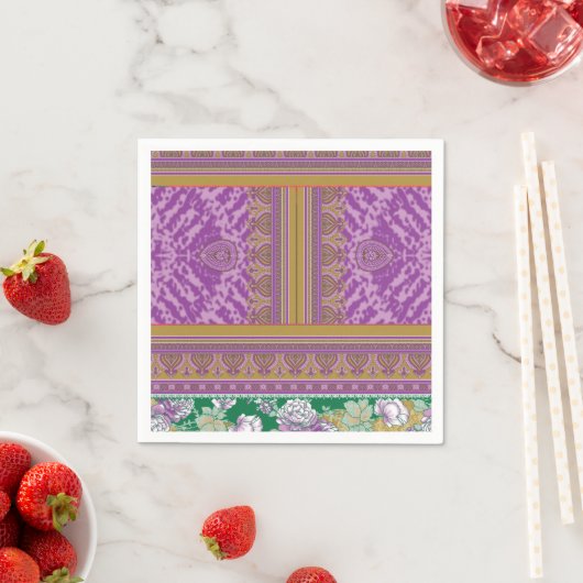 Serviette En Papier Serviettes personnalisées | Bandes colorées (En situation)