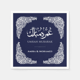 Serviette En Papier Serviettes personnalisées bleu marine Umrah Mubara