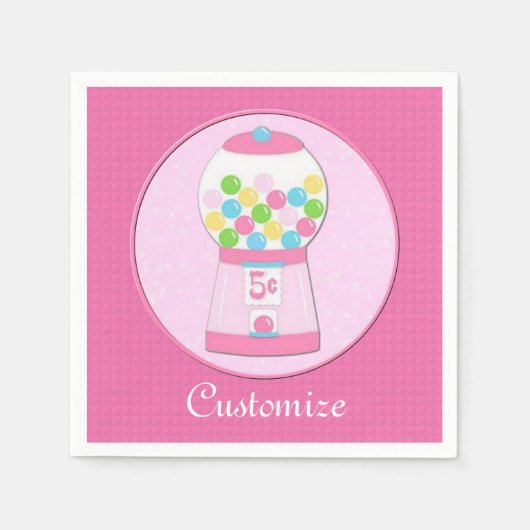 Serviette En Papier Serviettes personnalisées Bubblegum Machine rose (Devant)