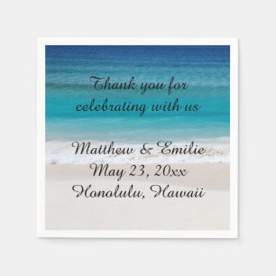 Serviette En Papier Serviettes personnalisées de mariage de plage