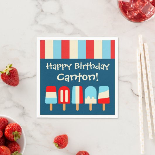 Serviette En Papier Serviettes personnalisées de partie à crosse rayé (En situation)