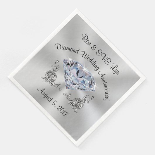 Serviette En Papier Serviettes personnalisées Diamant 60e Anniversaire (Coin)