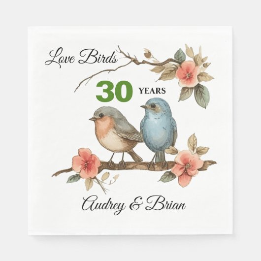 Serviette En Papier Serviettes personnalisées du 30e anniversaire (Devant)