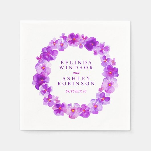 Serviette En Papier serviettes personnalisées en mariage violet (Devant)
