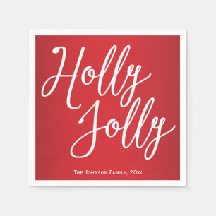 Serviette En Papier Serviettes personnalisées en papier de Noël Holly 