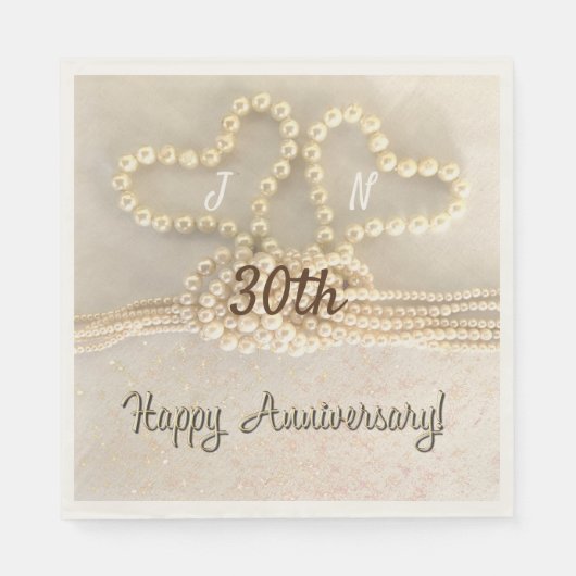 Serviette En Papier Serviettes personnalisées en papier du 30e anniver (Devant)