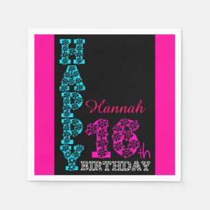 Serviette En Papier Serviettes personnalisées en papier girly 16e anni