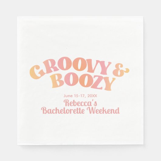 Serviette En Papier Serviettes personnalisées Groovy et Boozy Rose pêc (Devant)