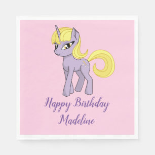 Serviette En Papier Serviettes personnalisées Licorne Rose Anniversair