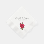 Serviette En Papier Serviettes personnalisées Mariage de Roses rouges (Coin)