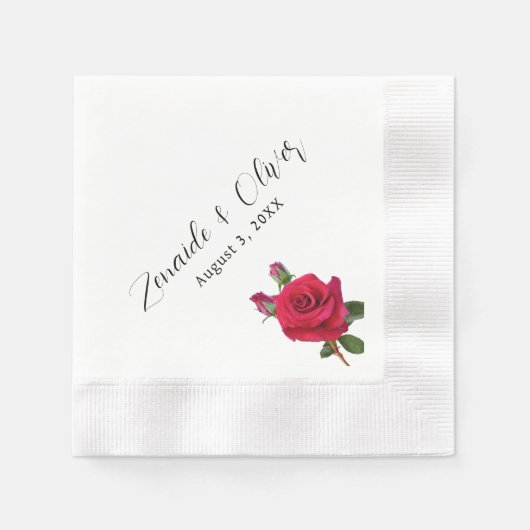 Serviette En Papier Serviettes personnalisées Mariage de Roses rouges (Devant)