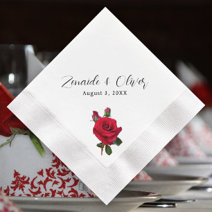 Serviette En Papier Serviettes personnalisées Mariage de Roses rouges