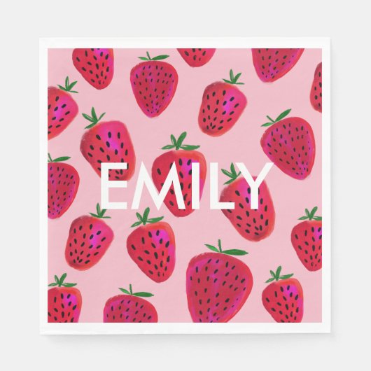 Serviette En Papier Serviettes personnalisées Motif de fraises (Devant)