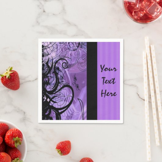 Serviette En Papier Serviettes personnalisées Motif violet et noir (En situation)