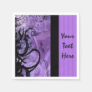Serviette En Papier Serviettes personnalisées Motif violet et noir