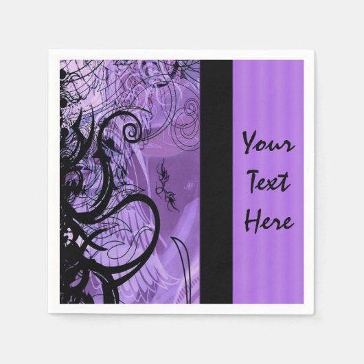 Serviette En Papier Serviettes personnalisées Motif violet et noir (Devant)