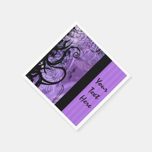 Serviette En Papier Serviettes personnalisées Motif violet et noir (Coin)