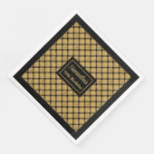 Serviette En Papier Serviettes personnalisées Noir Or Élégant Annivers (Coin)