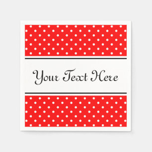 Serviette En Papier Serviettes personnalisées   pois rouge et blanc