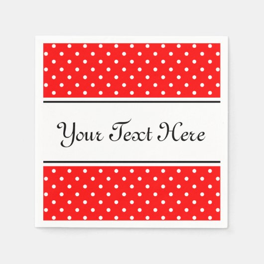 Serviette En Papier Serviettes personnalisées | pois rouge et blanc (Devant)
