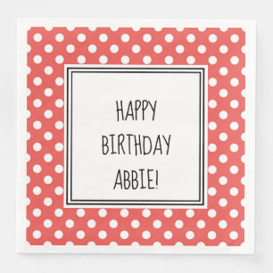 Serviette En Papier Serviettes personnalisées Polka Dot Party Rouge et