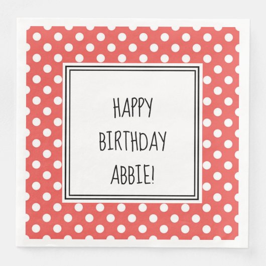 Serviette En Papier Serviettes personnalisées Polka Dot Party Rouge et (Devant)
