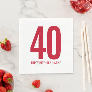 Serviette En Papier Serviettes personnalisées pour 40e anniversaire