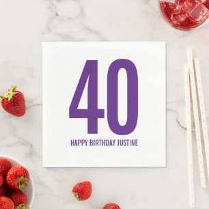 Serviette En Papier Serviettes personnalisées pour 40e anniversaire