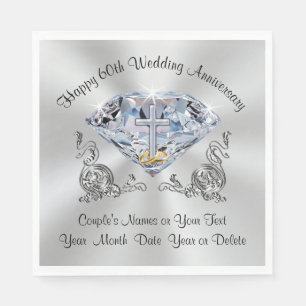 Serviette En Papier Serviettes personnalisées pour le 60e anniversaire