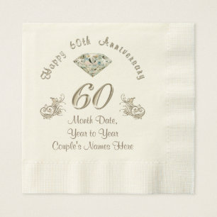 Serviette En Papier Serviettes personnalisées pour noces de diamant