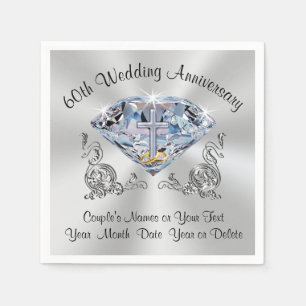 Serviette En Papier Serviettes personnalisées pour noces de diamant ch