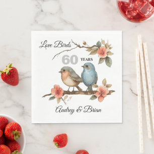 Serviette En Papier Serviettes personnalisées pour oiseaux amoureux du