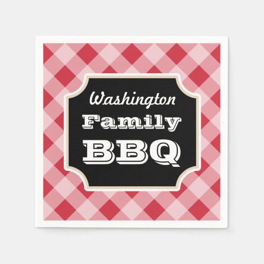 Serviette En Papier Serviettes personnalisées Red En vichy Family BBQ  (Devant)