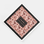 Serviette En Papier Serviettes personnalisées Rose or et noir (Coin)