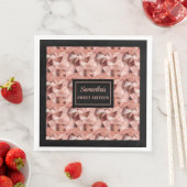 Serviette En Papier Serviettes personnalisées Rose or et noir (En situation)