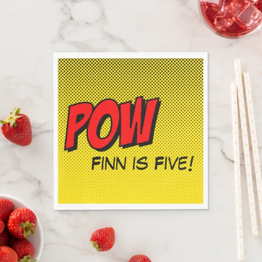 Serviette En Papier Serviettes personnalisées Superhero - POW Jaune no (En situation)